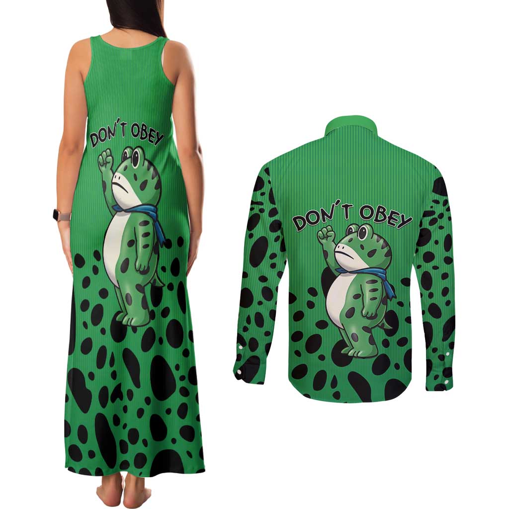Don't Obey Portland Frog Protest Couples Matching Tank Maxi Dress and Long Sleeve Button Shirt Anti-Fascism - Wonder Print Shop