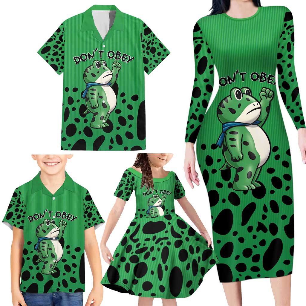 Don't Obey Portland Frog Protest Family Matching Long Sleeve Bodycon Dress and Hawaiian Shirt Anti-Fascism - Wonder Print Shop
