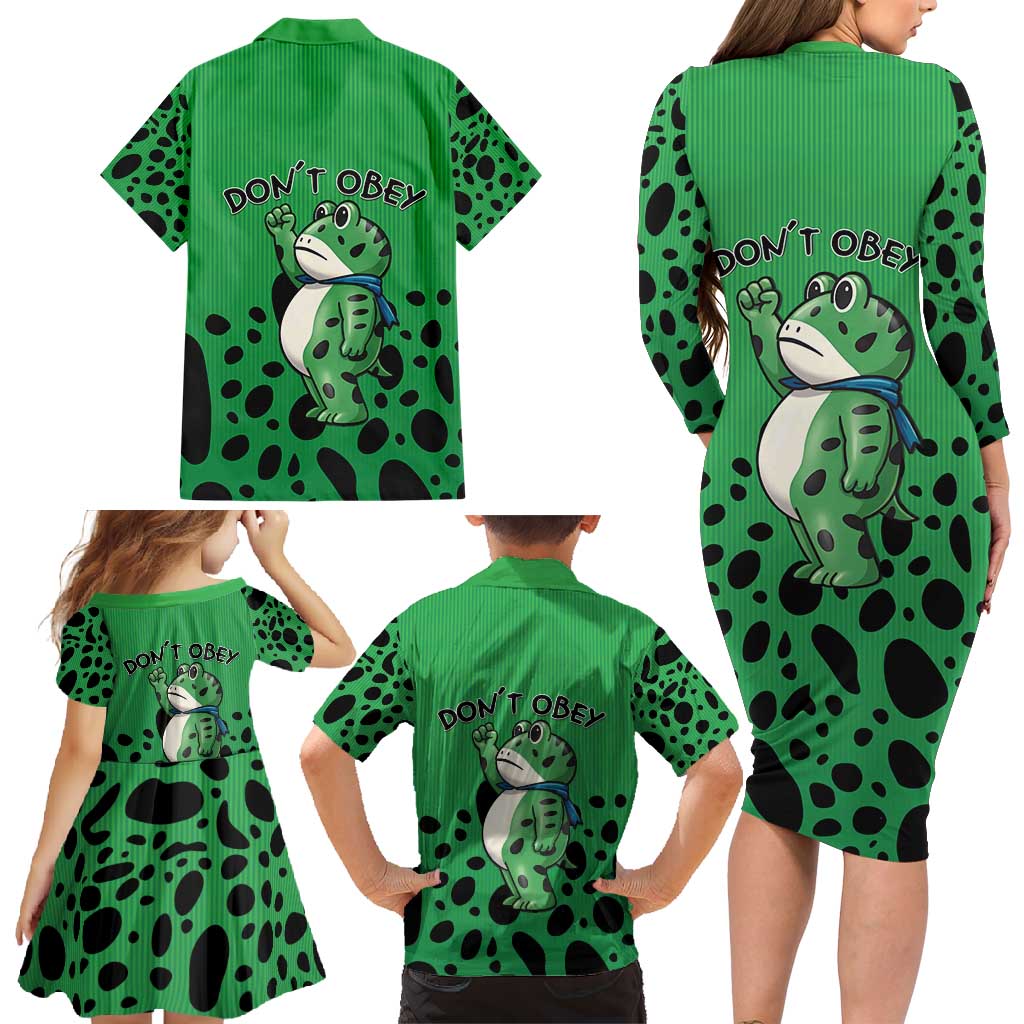 Don't Obey Portland Frog Protest Family Matching Long Sleeve Bodycon Dress and Hawaiian Shirt Anti-Fascism - Wonder Print Shop