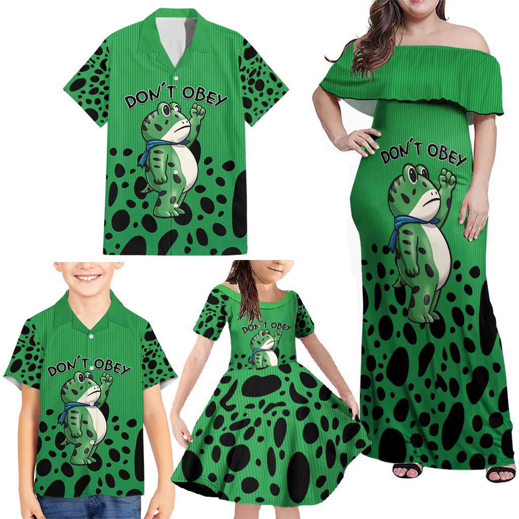 Don't Obey Portland Frog Protest Family Matching Off Shoulder Maxi Dress and Hawaiian Shirt Anti-Fascism - Wonder Print Shop