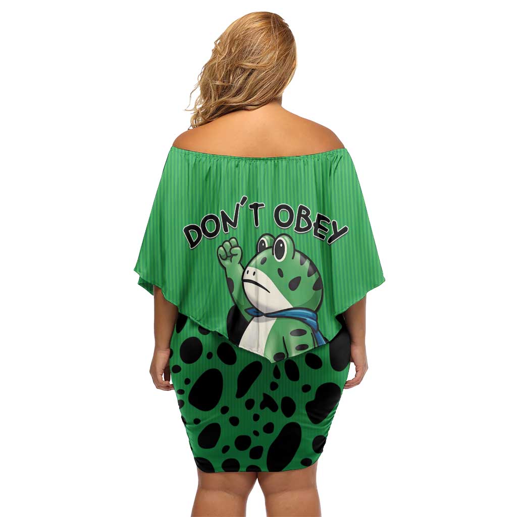 Don't Obey Portland Frog Protest Family Matching Off Shoulder Short Dress and Hawaiian Shirt Anti-Fascism - Wonder Print Shop