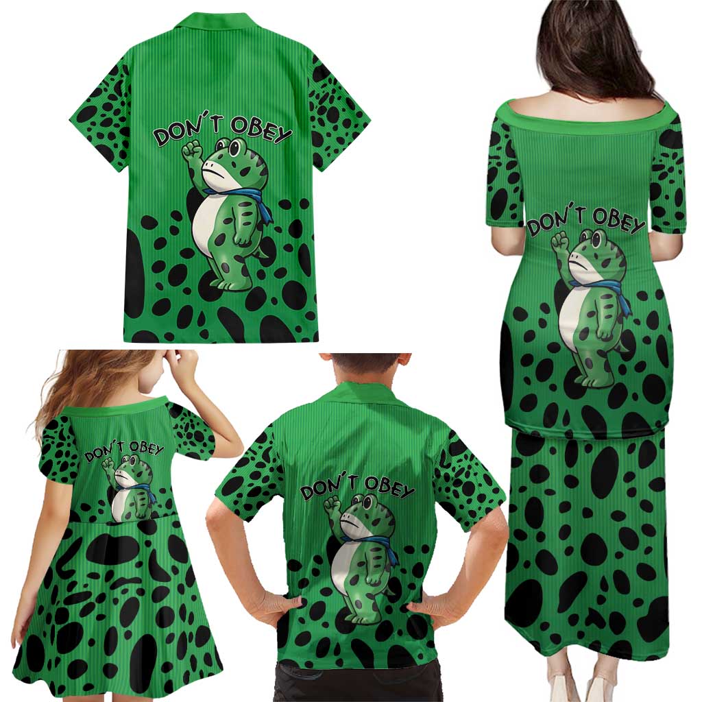 Don't Obey Portland Frog Protest Family Matching Puletasi and Hawaiian Shirt Anti-Fascism - Wonder Print Shop