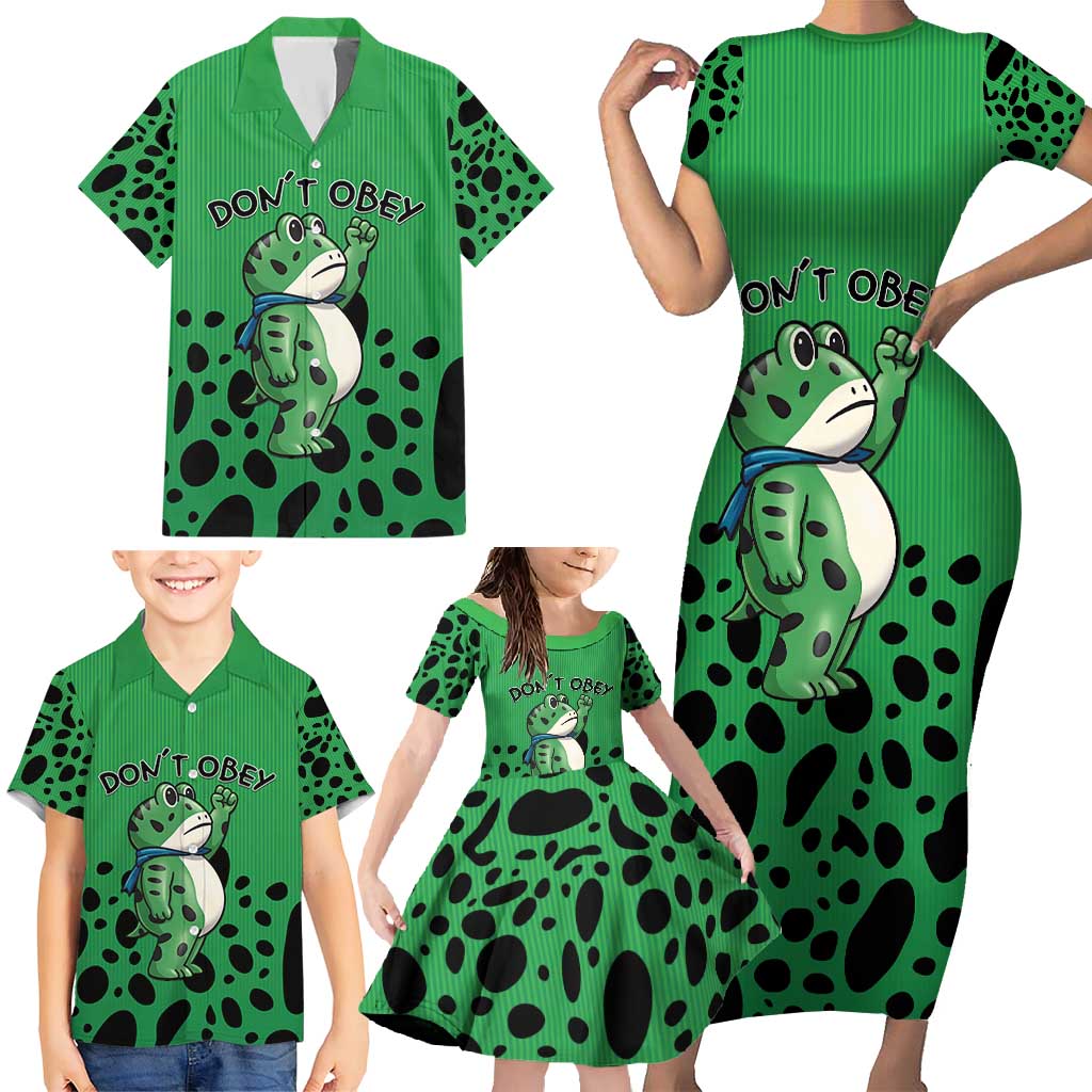 Don't Obey Portland Frog Protest Family Matching Short Sleeve Bodycon Dress and Hawaiian Shirt Anti-Fascism - Wonder Print Shop