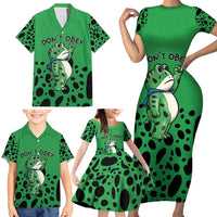 Don't Obey Portland Frog Protest Family Matching Short Sleeve Bodycon Dress and Hawaiian Shirt Anti-Fascism - Wonder Print Shop