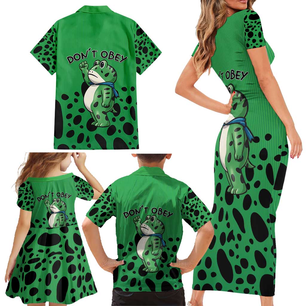 Don't Obey Portland Frog Protest Family Matching Short Sleeve Bodycon Dress and Hawaiian Shirt Anti-Fascism - Wonder Print Shop