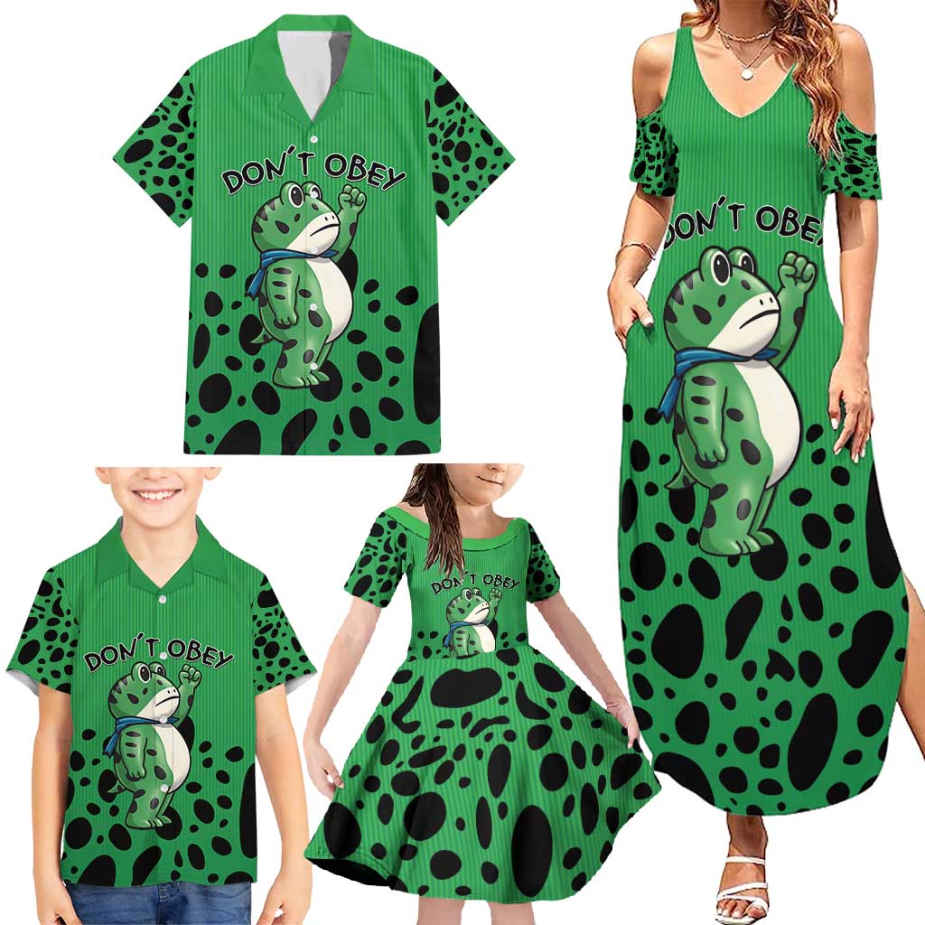Don't Obey Portland Frog Protest Family Matching Summer Maxi Dress and Hawaiian Shirt Anti-Fascism - Wonder Print Shop