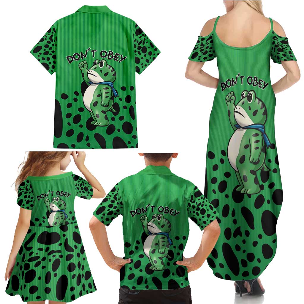Don't Obey Portland Frog Protest Family Matching Summer Maxi Dress and Hawaiian Shirt Anti-Fascism - Wonder Print Shop