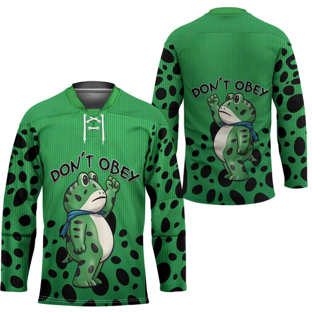 Don't Obey Portland Frog Protest Hockey Jersey Anti-Fascism - Wonder Print Shop