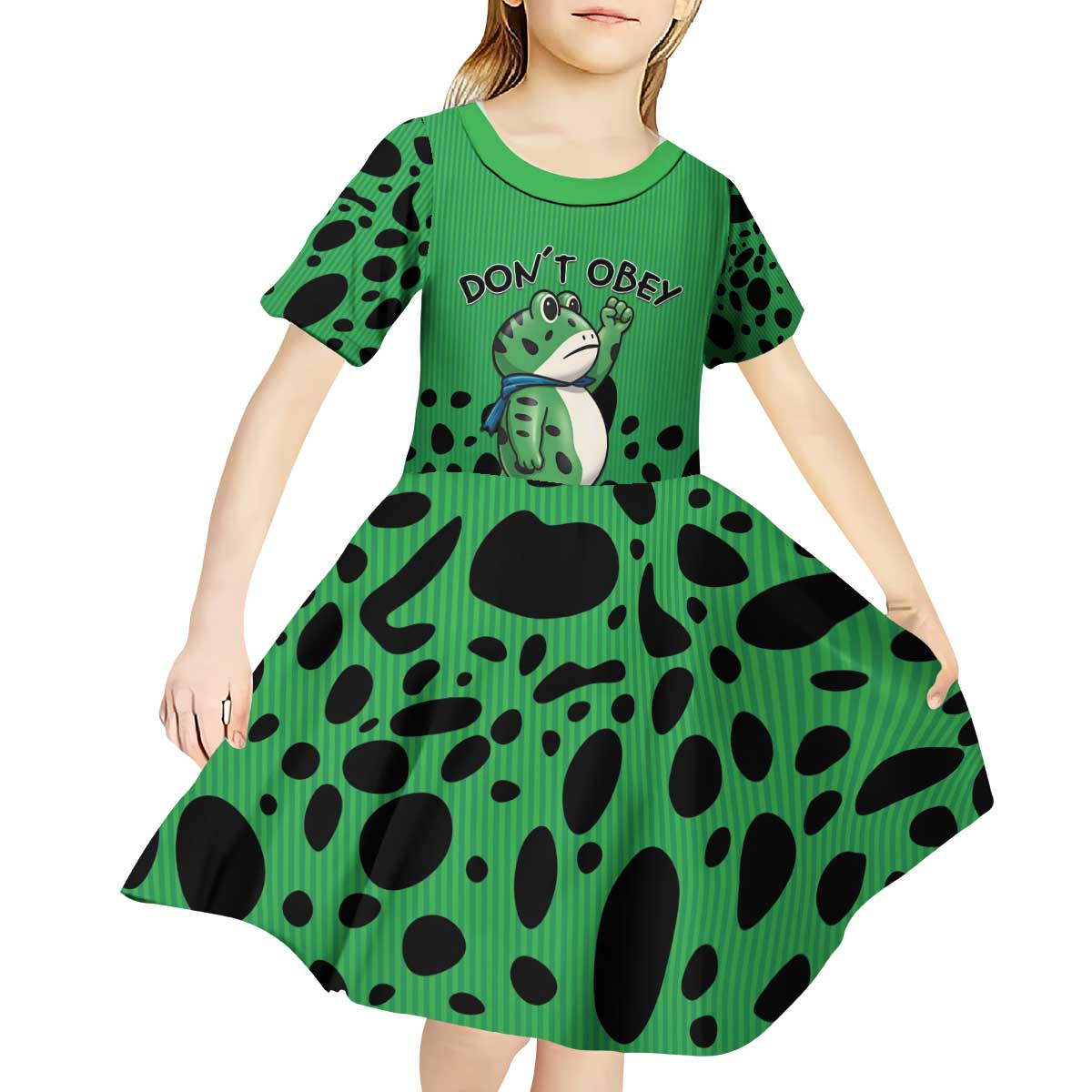 Don't Obey Portland Frog Protest Kid Short Sleeve Dress Anti-Fascism - Wonder Print Shop