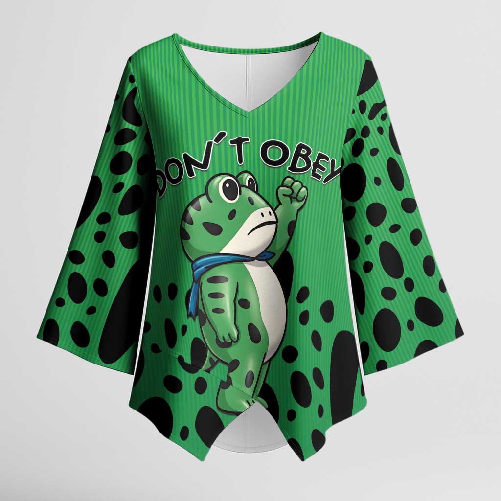Don't Obey Portland Frog Protest Kimono Sleeve Blouse Anti-Fascism - Wonder Print Shop