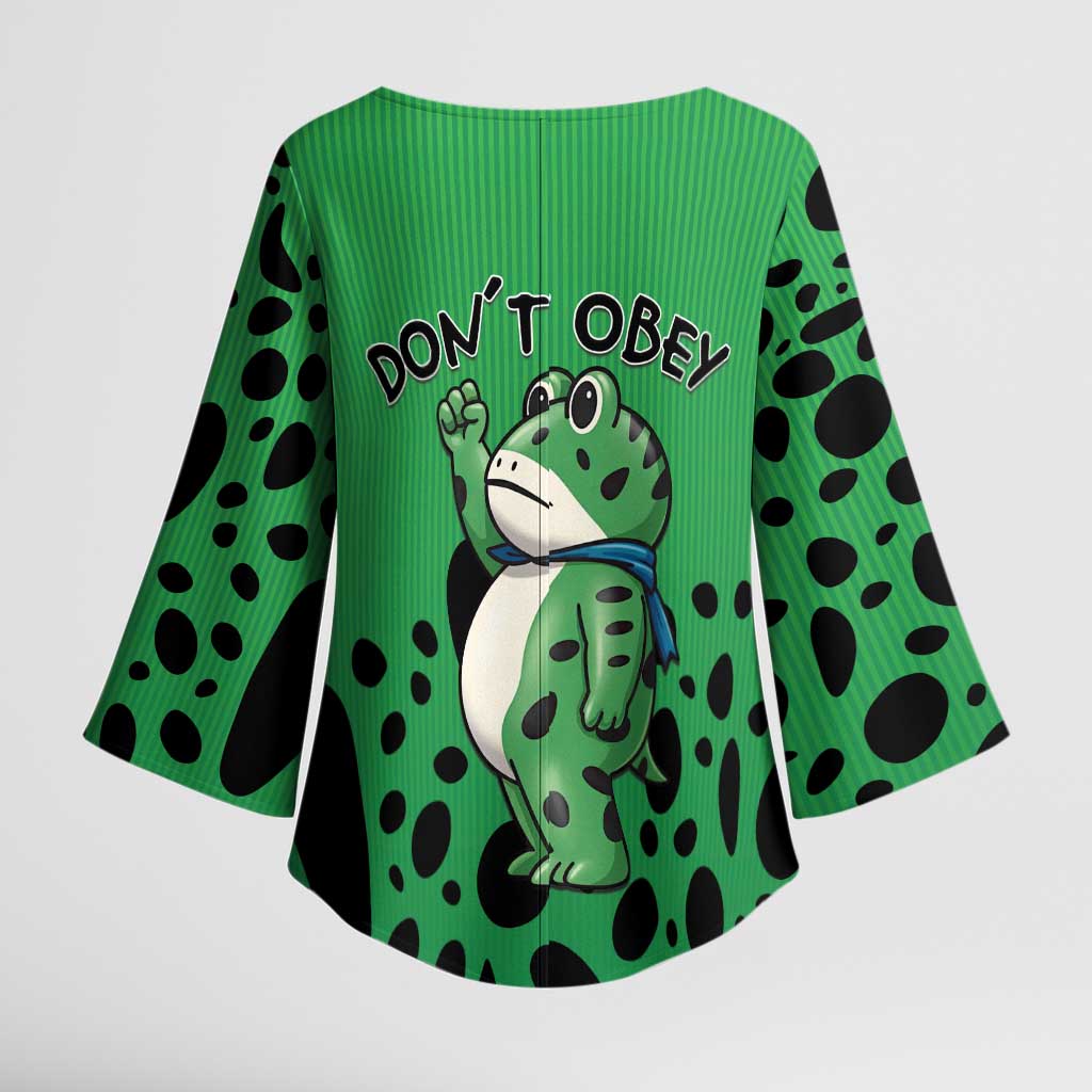Don't Obey Portland Frog Protest Kimono Sleeve Blouse Anti-Fascism - Wonder Print Shop