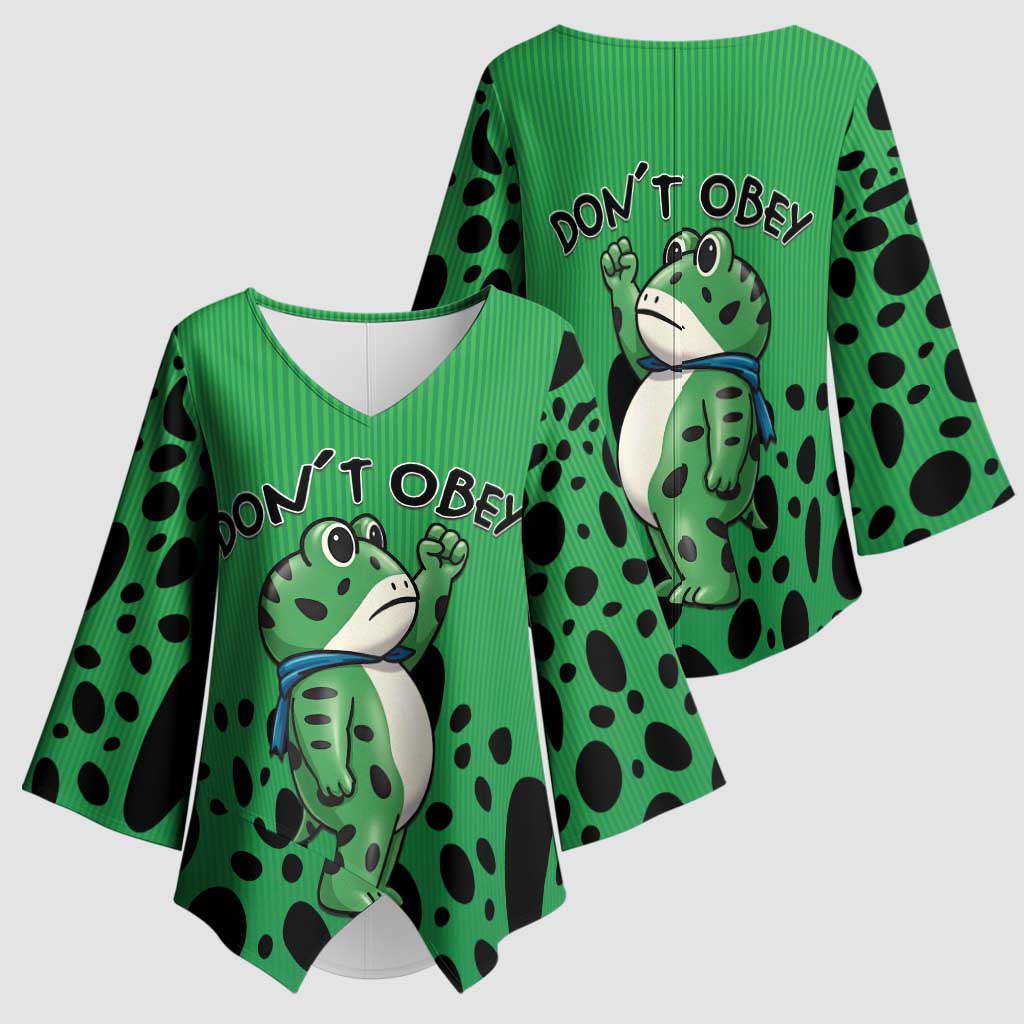 Don't Obey Portland Frog Protest Kimono Sleeve Blouse Anti-Fascism - Wonder Print Shop