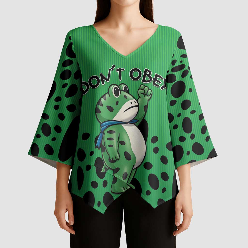 Don't Obey Portland Frog Protest Kimono Sleeve Blouse Anti-Fascism - Wonder Print Shop