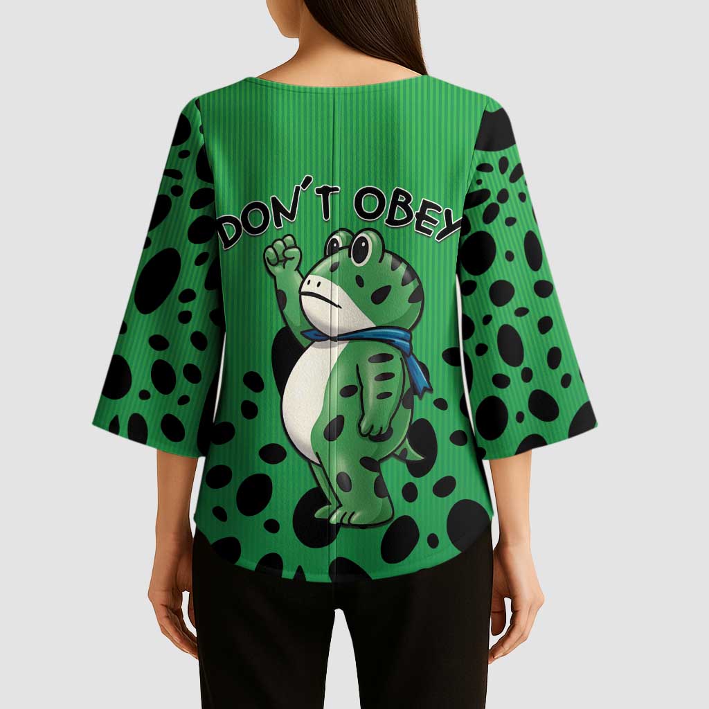 Don't Obey Portland Frog Protest Kimono Sleeve Blouse Anti-Fascism - Wonder Print Shop