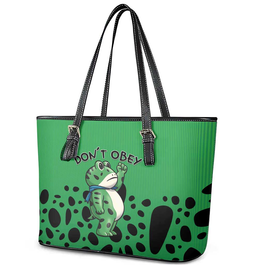 Don't Obey Portland Frog Protest Leather Tote Bag Anti-Fascism - Wonder Print Shop