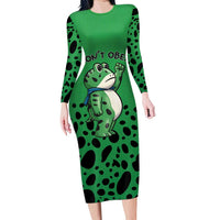Don't Obey Portland Frog Protest Long Sleeve Bodycon Dress Anti-Fascism - Wonder Print Shop