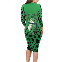 Don't Obey Portland Frog Protest Long Sleeve Bodycon Dress Anti-Fascism - Wonder Print Shop