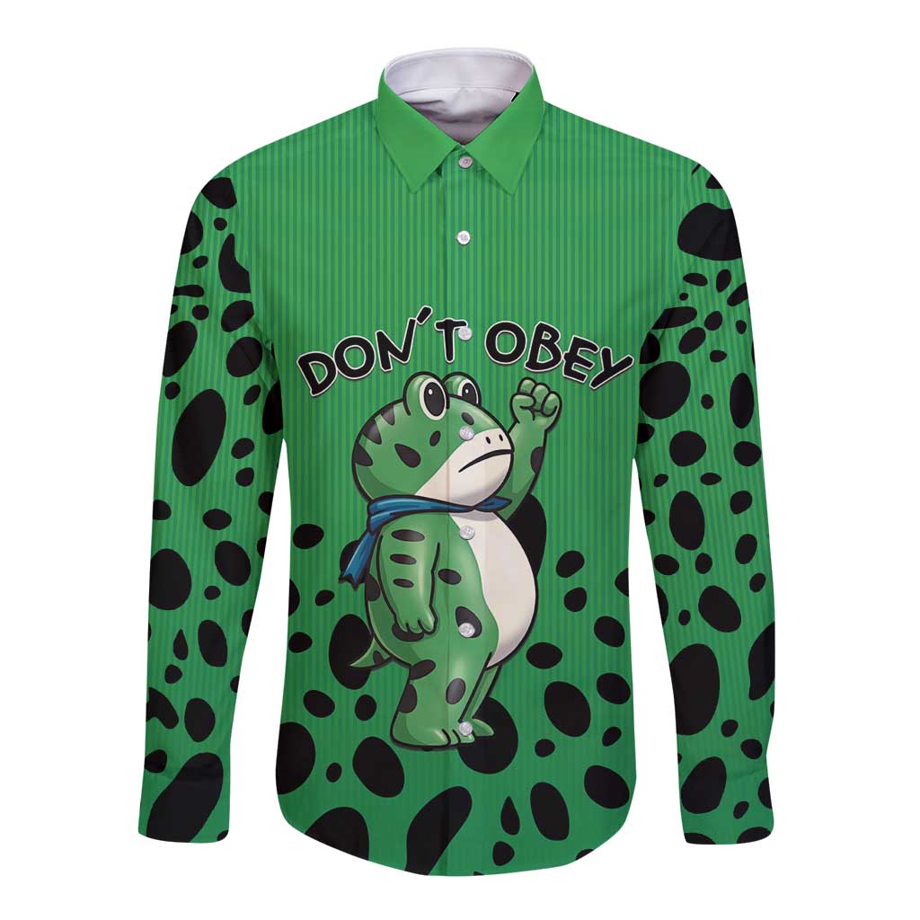 Don't Obey Portland Frog Protest Long Sleeve Button Shirt Anti-Fascism - Wonder Print Shop