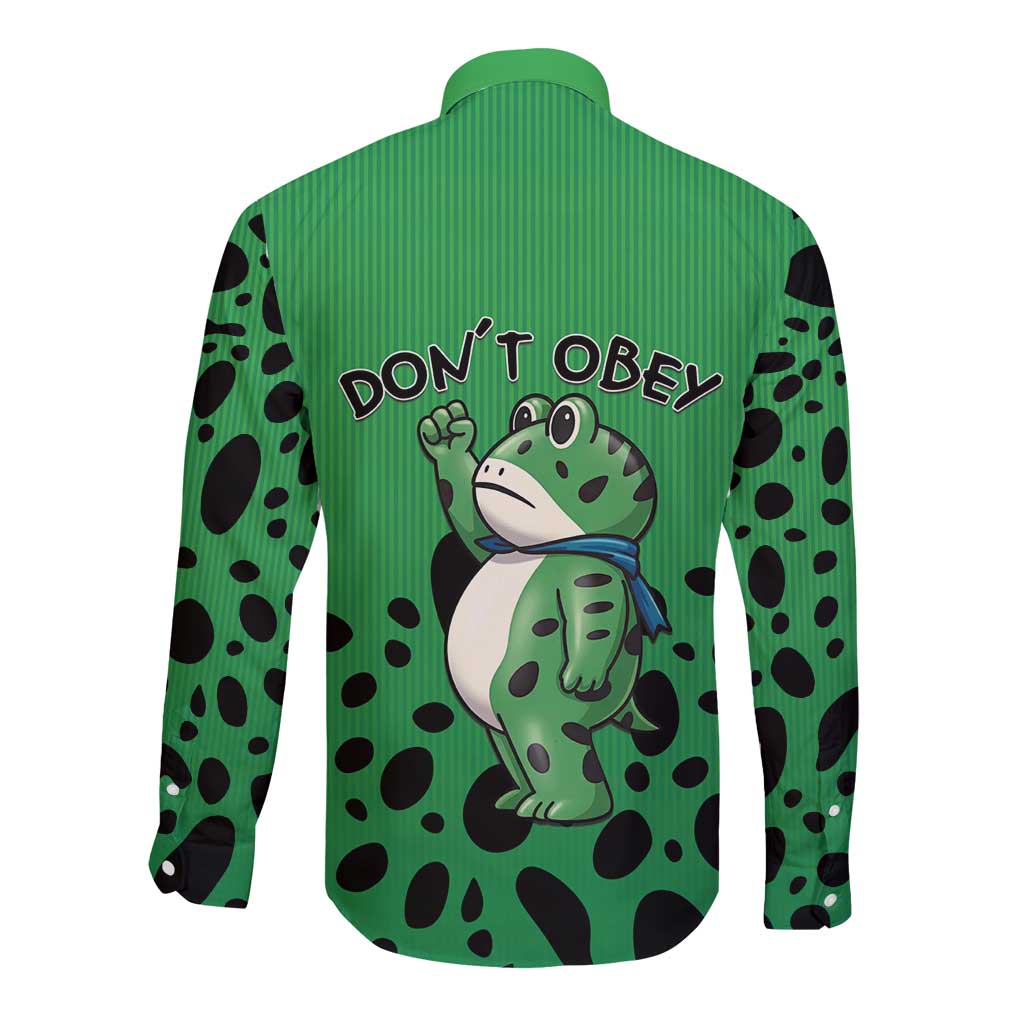 Don't Obey Portland Frog Protest Long Sleeve Button Shirt Anti-Fascism - Wonder Print Shop