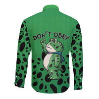 Don't Obey Portland Frog Protest Long Sleeve Button Shirt Anti-Fascism - Wonder Print Shop