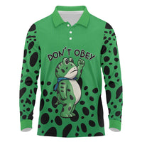 Don't Obey Portland Frog Protest Long Sleeve Polo Shirt Anti-Fascism - Wonder Print Shop
