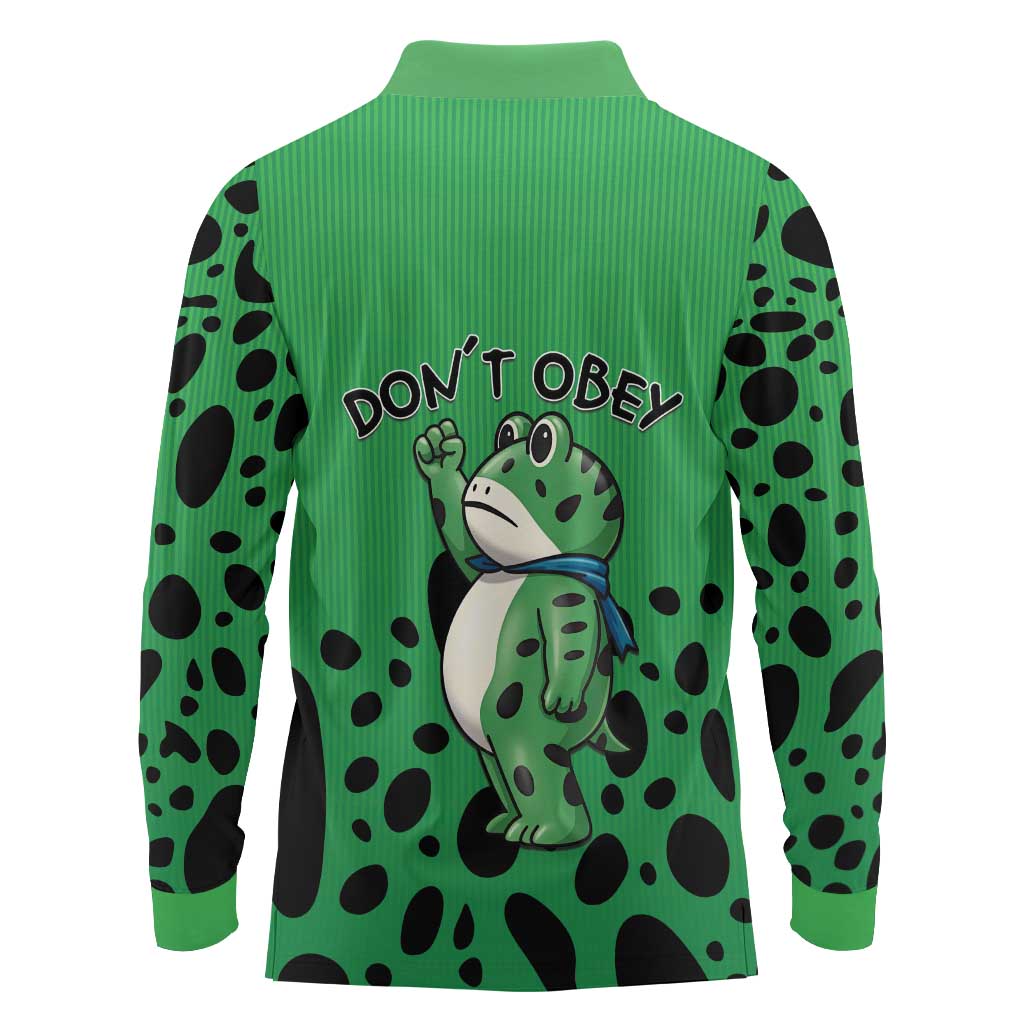 Don't Obey Portland Frog Protest Long Sleeve Polo Shirt Anti-Fascism - Wonder Print Shop