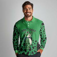 Don't Obey Portland Frog Protest Long Sleeve Polo Shirt Anti-Fascism - Wonder Print Shop