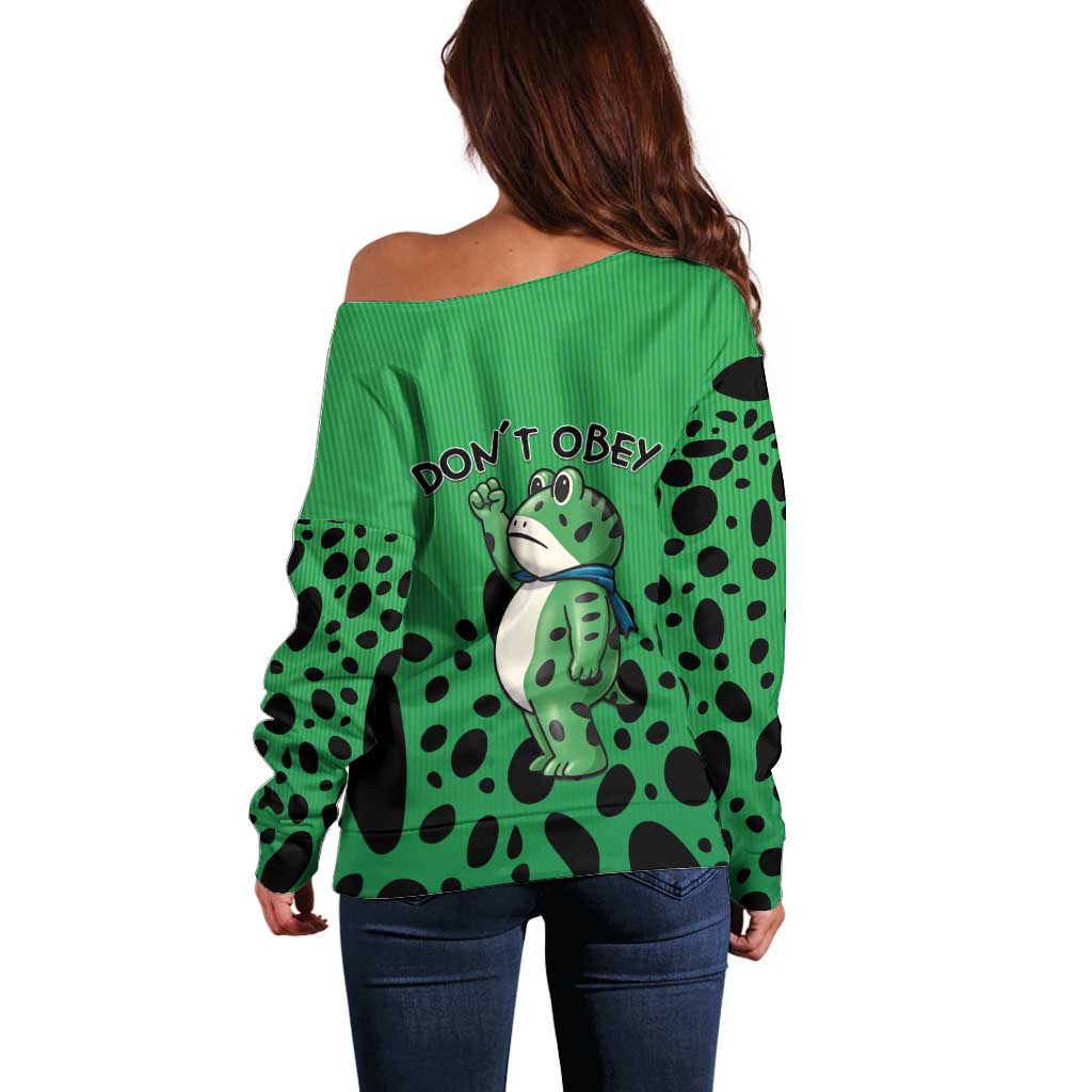 Don't Obey Portland Frog Protest Off Shoulder Sweater Anti-Fascism - Wonder Print Shop