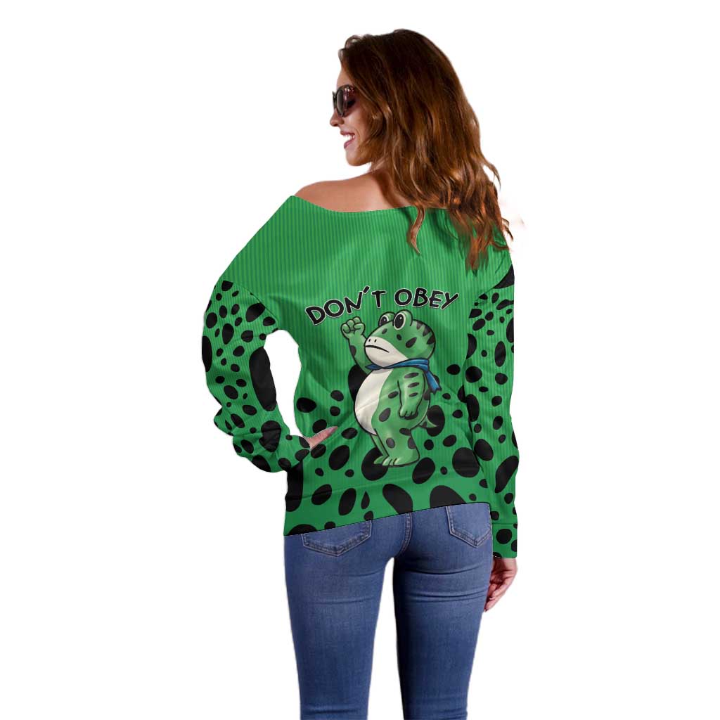 Don't Obey Portland Frog Protest Off Shoulder Sweater Anti-Fascism - Wonder Print Shop