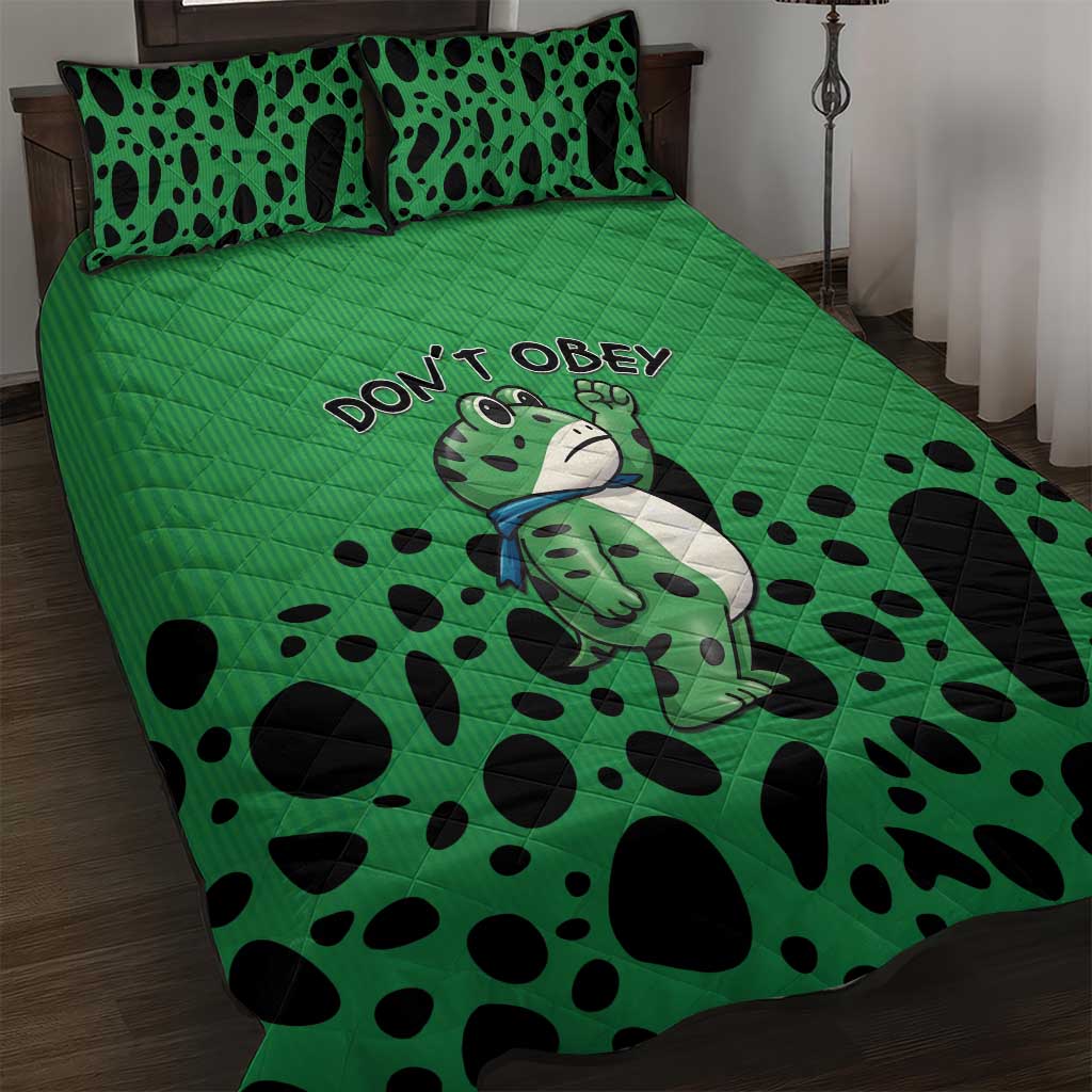 Don't Obey Portland Frog Protest Quilt Bed Set Anti-Fascism - Wonder Print Shop