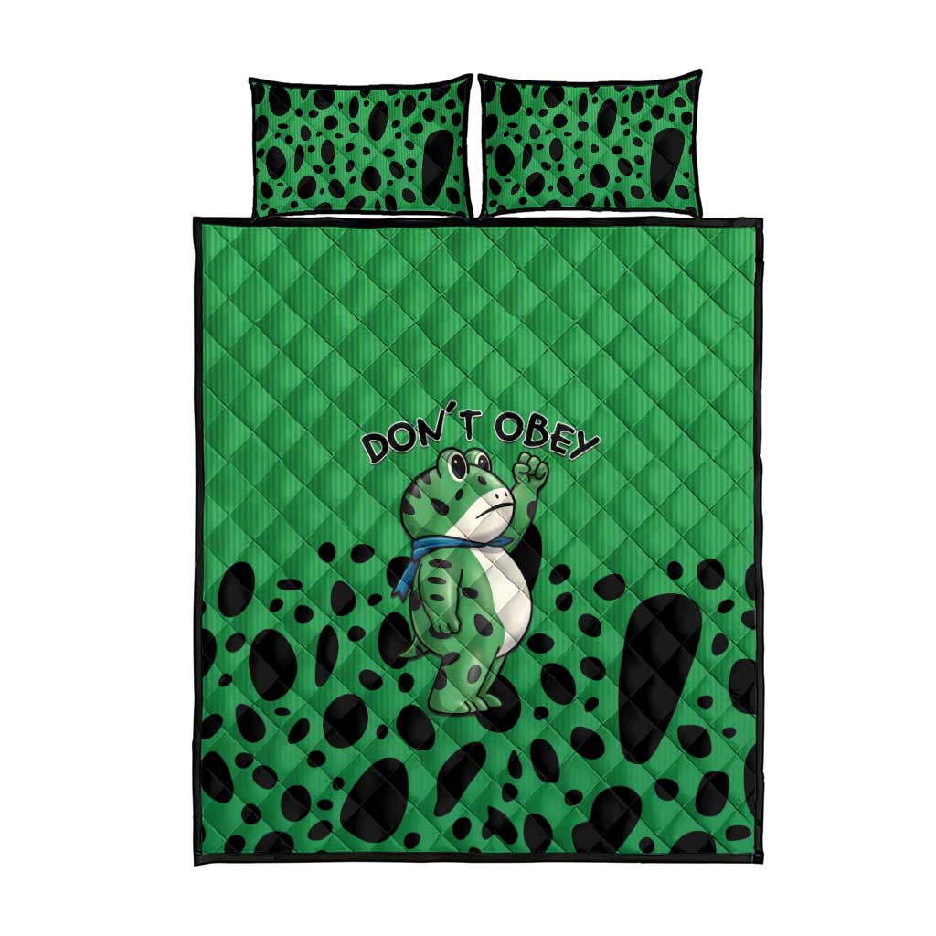 Don't Obey Portland Frog Protest Quilt Bed Set Anti-Fascism - Wonder Print Shop