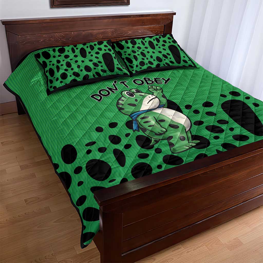 Don't Obey Portland Frog Protest Quilt Bed Set Anti-Fascism - Wonder Print Shop