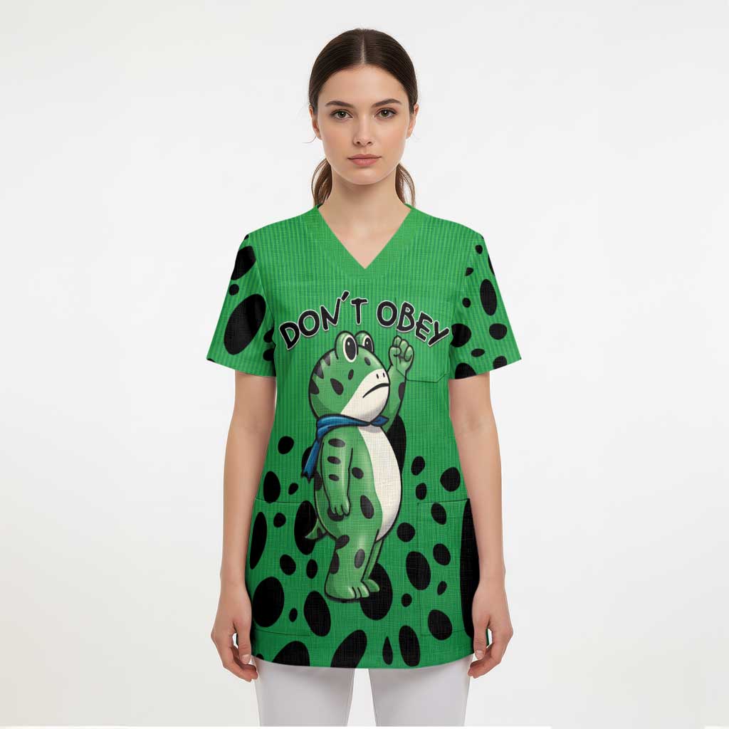 Don't Obey Portland Frog Protest Scrub Top Anti-Fascism - Wonder Print Shop