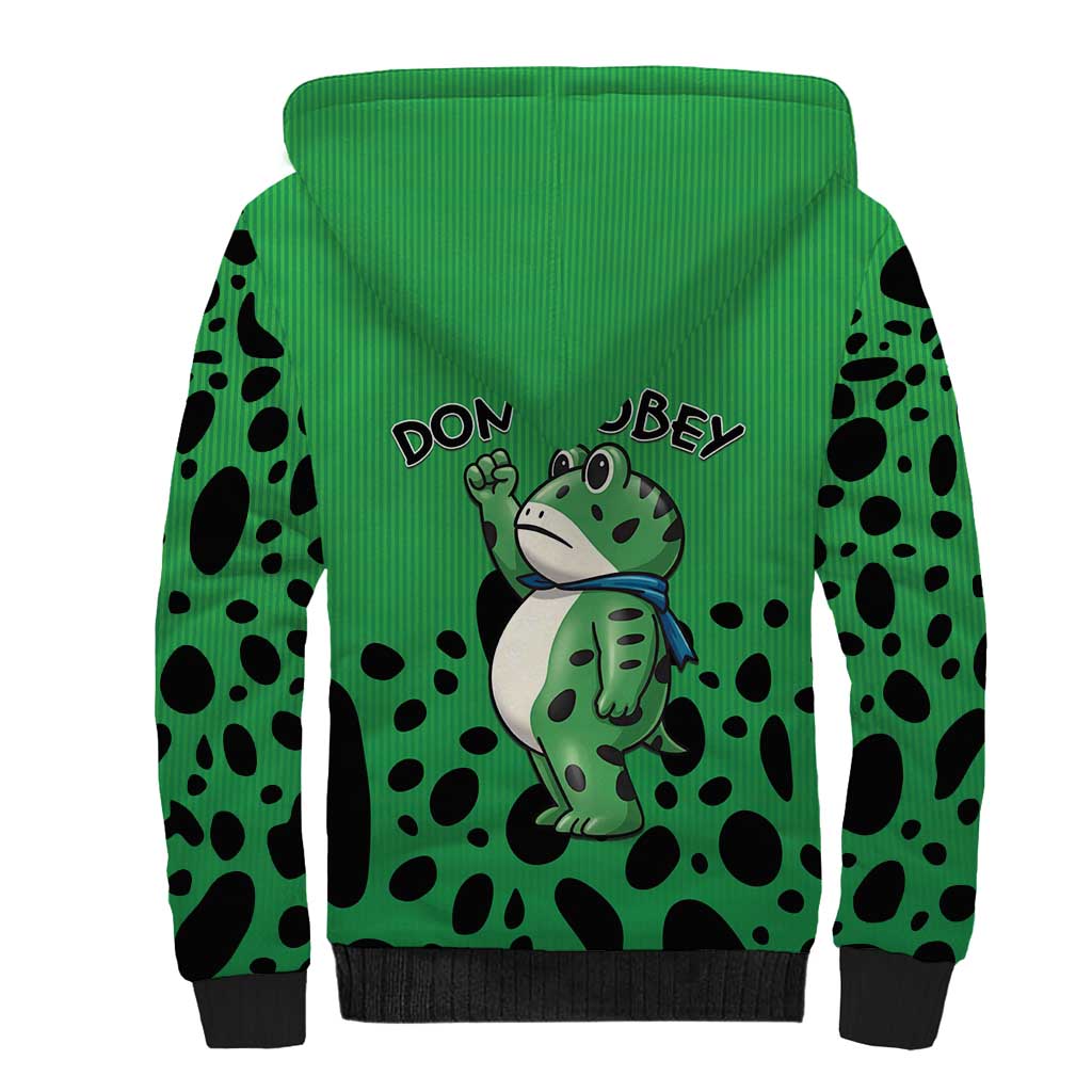 Don't Obey Portland Frog Protest Sherpa Hoodie Anti-Fascism - Wonder Print Shop