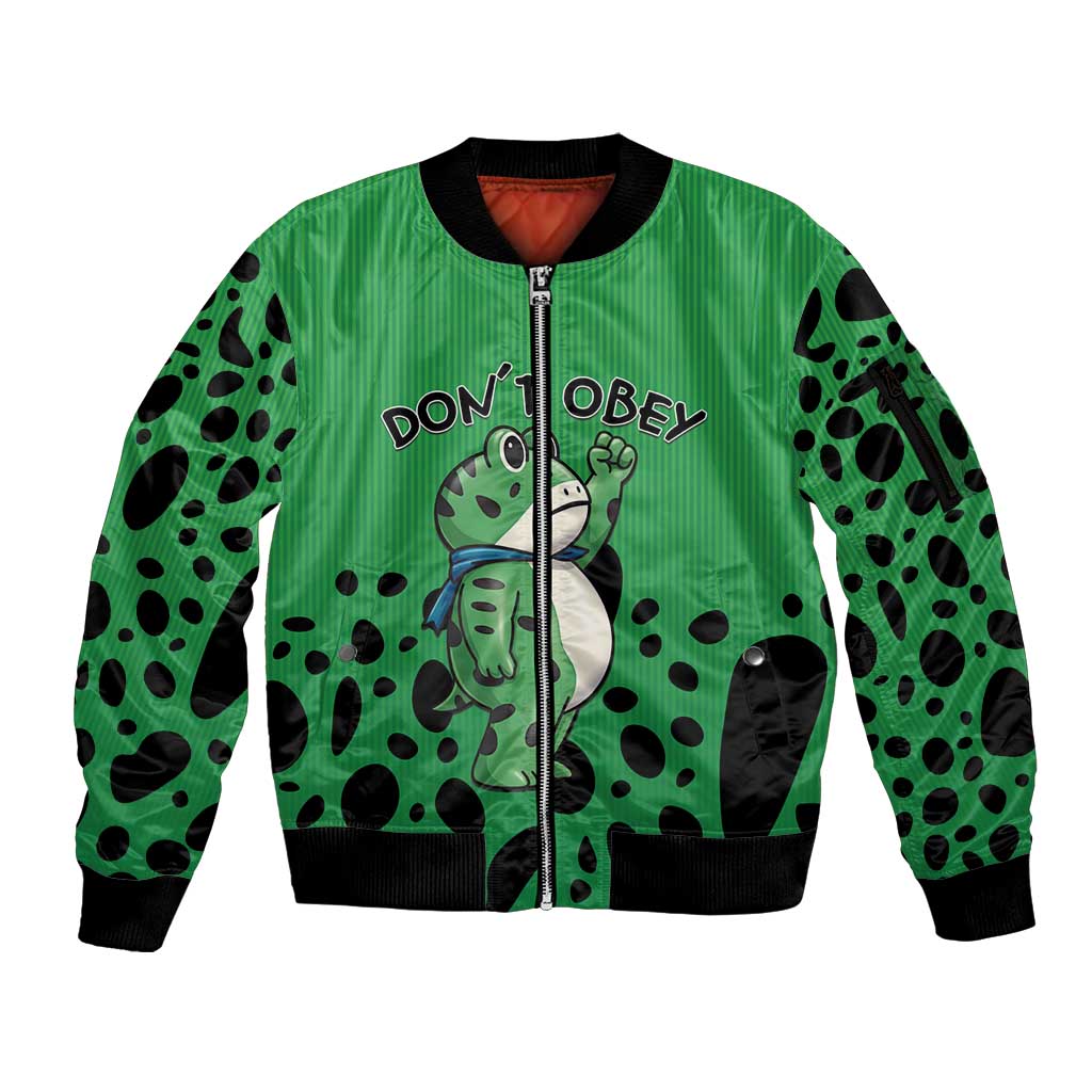 Don't Obey Portland Frog Protest Sleeve Zip Bomber Jacket Anti-Fascism - Wonder Print Shop