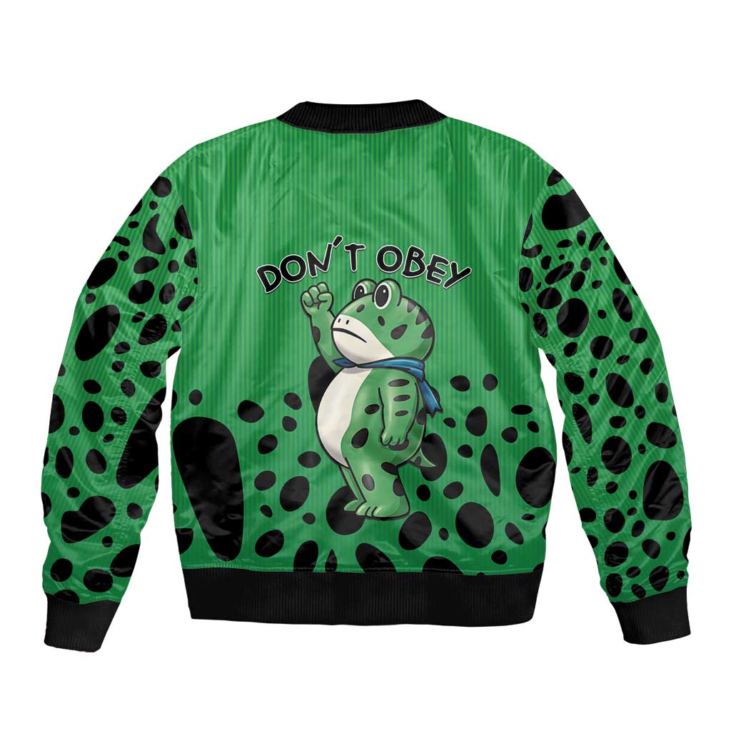 Don't Obey Portland Frog Protest Sleeve Zip Bomber Jacket Anti-Fascism - Wonder Print Shop