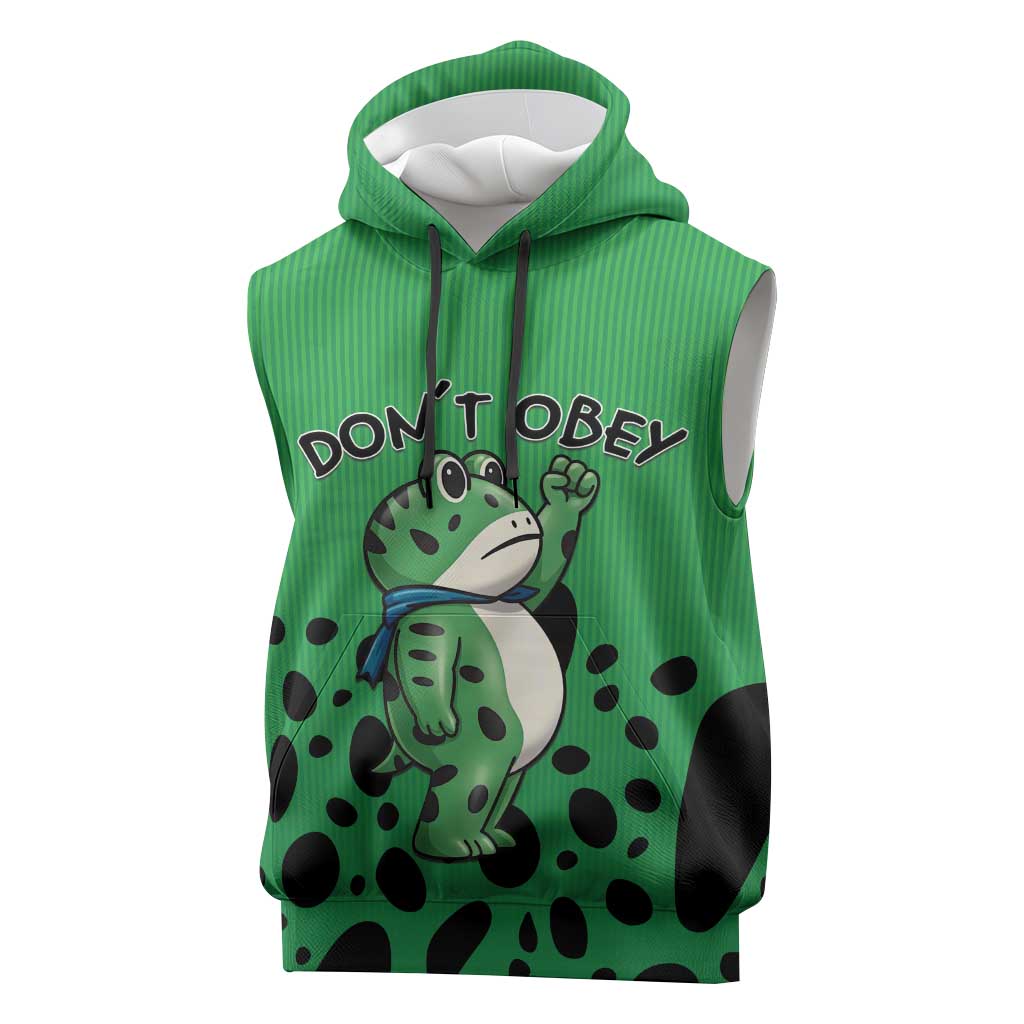 Don't Obey Portland Frog Protest Sleeveless Hoodie Anti-Fascism - Wonder Print Shop