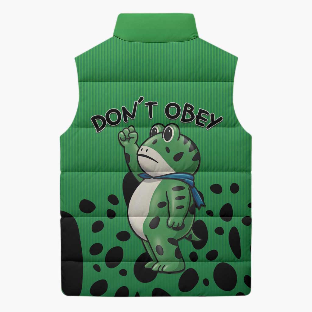Don't Obey Portland Frog Protest Sleeveless Puffer Jacket Anti-Fascism - Wonder Print Shop