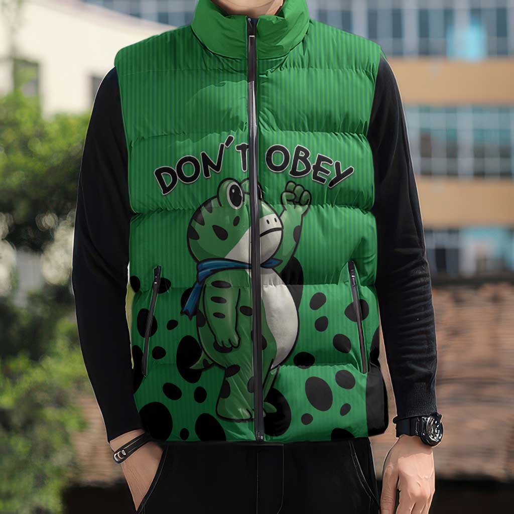 Don't Obey Portland Frog Protest Sleeveless Puffer Jacket Anti-Fascism - Wonder Print Shop
