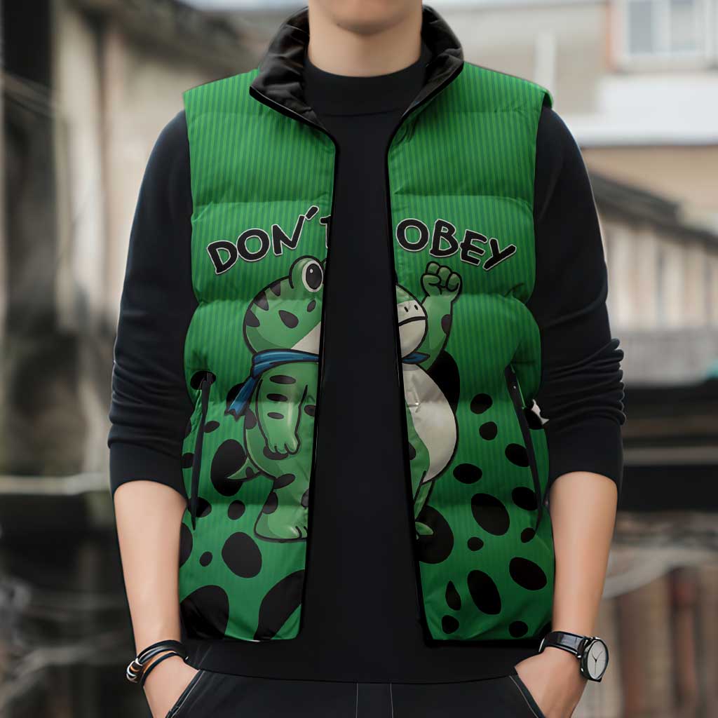 Don't Obey Portland Frog Protest Sleeveless Puffer Jacket Anti-Fascism - Wonder Print Shop