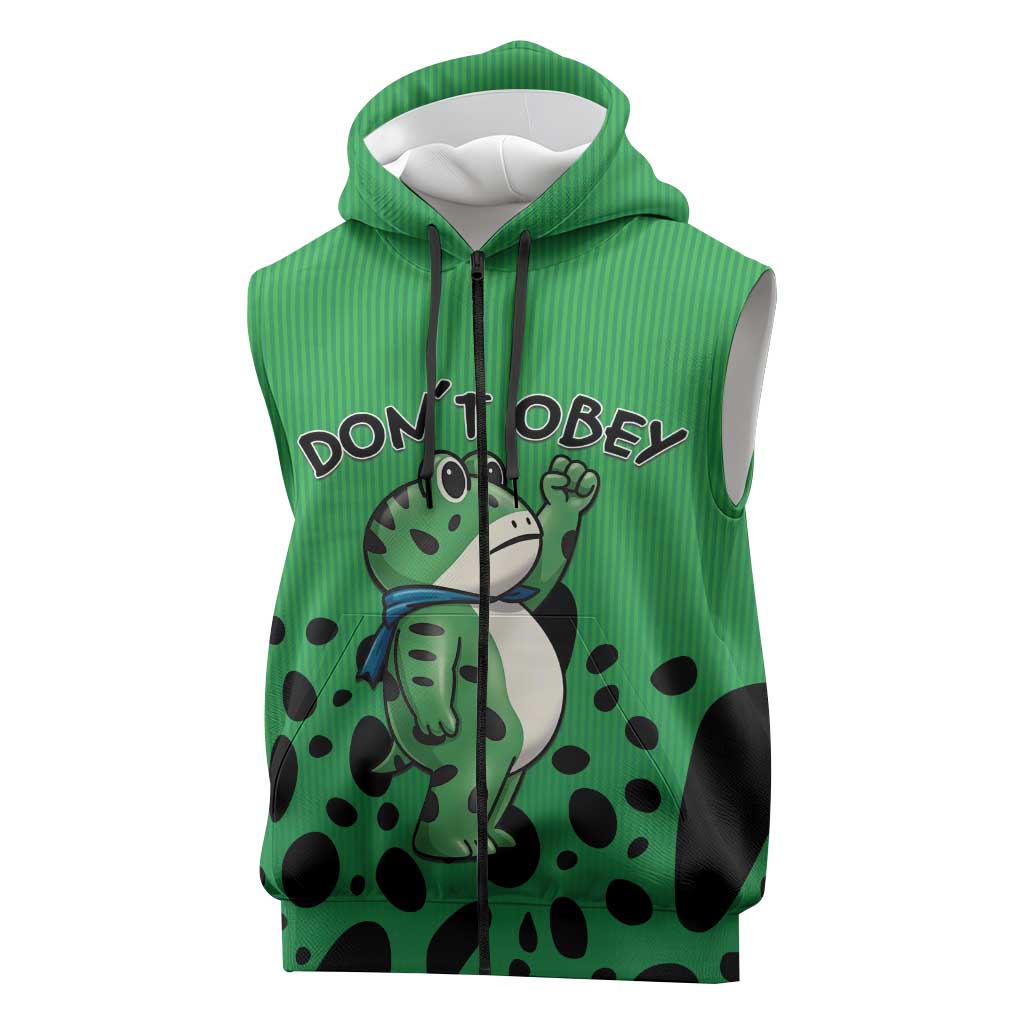 Don't Obey Portland Frog Protest Sleeveless Zip Hoodie Anti-Fascism - Wonder Print Shop