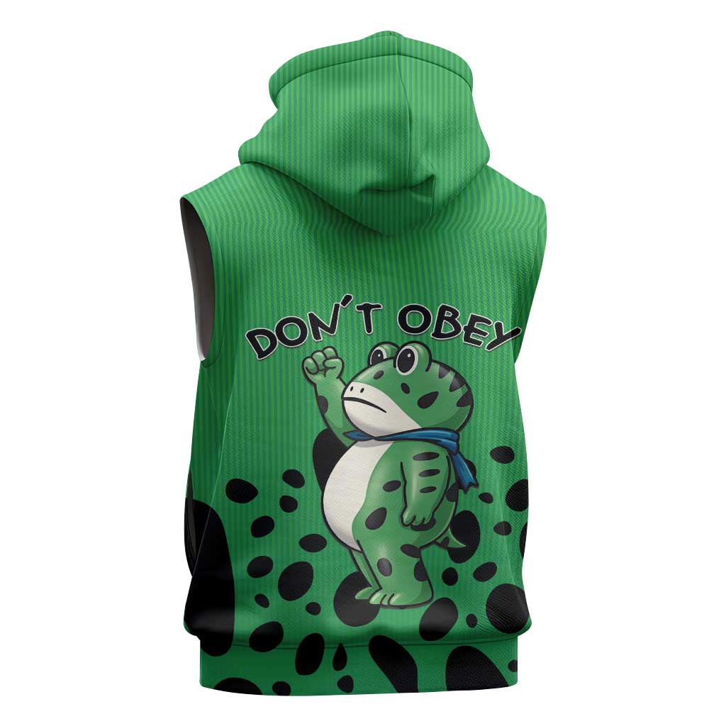 Don't Obey Portland Frog Protest Sleeveless Zip Hoodie Anti-Fascism - Wonder Print Shop