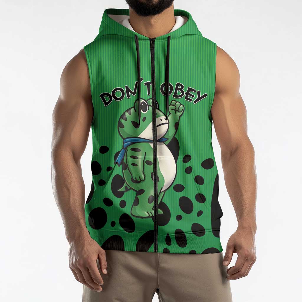 Don't Obey Portland Frog Protest Sleeveless Zip Hoodie Anti-Fascism - Wonder Print Shop