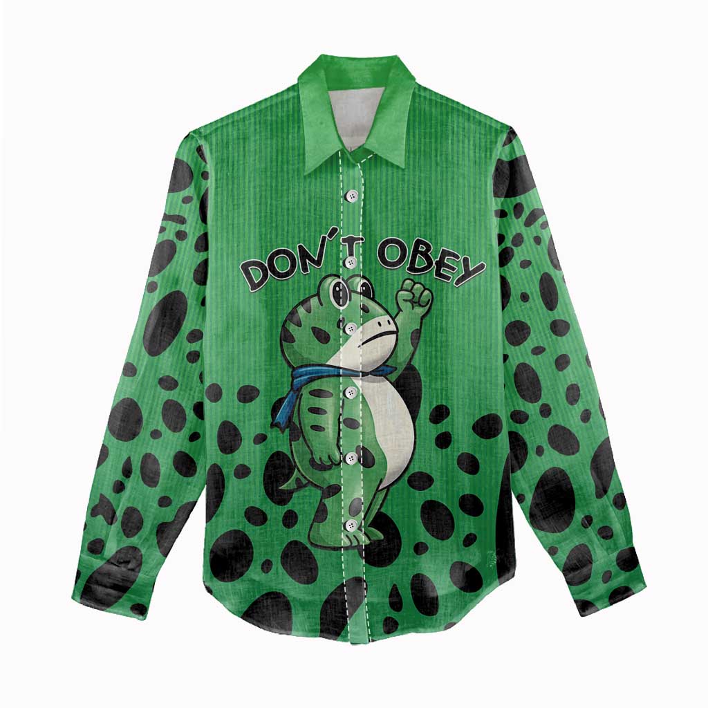 Don't Obey Portland Frog Protest Women Casual Shirt Anti-Fascism - Wonder Print Shop