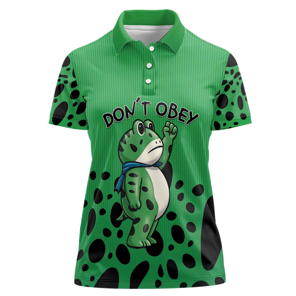 Don't Obey Portland Frog Protest Women Polo Shirt Anti-Fascism - Wonder Print Shop