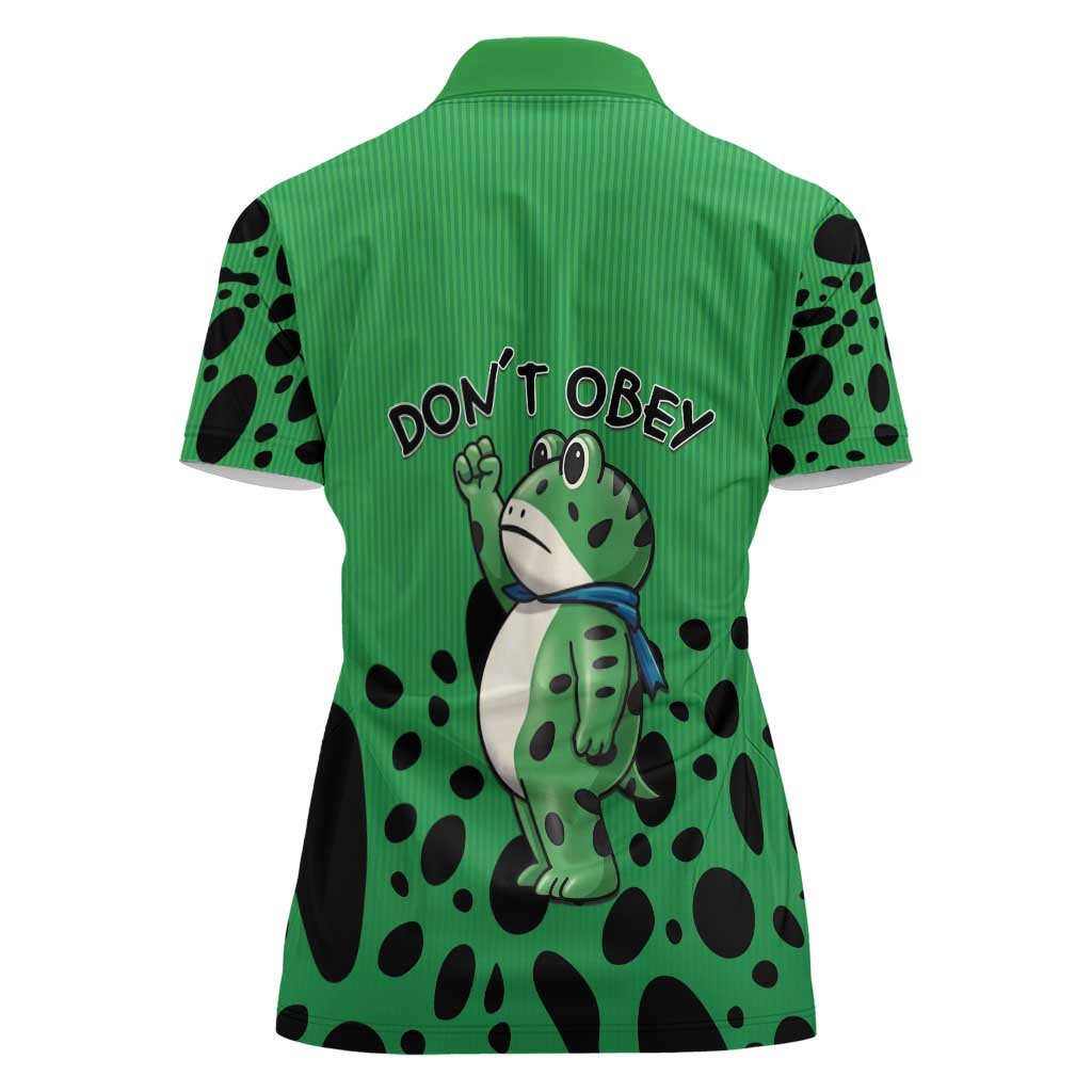 Don't Obey Portland Frog Protest Women Polo Shirt Anti-Fascism - Wonder Print Shop