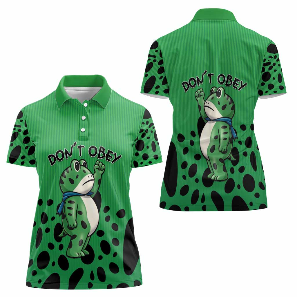Don't Obey Portland Frog Protest Women Polo Shirt Anti-Fascism - Wonder Print Shop