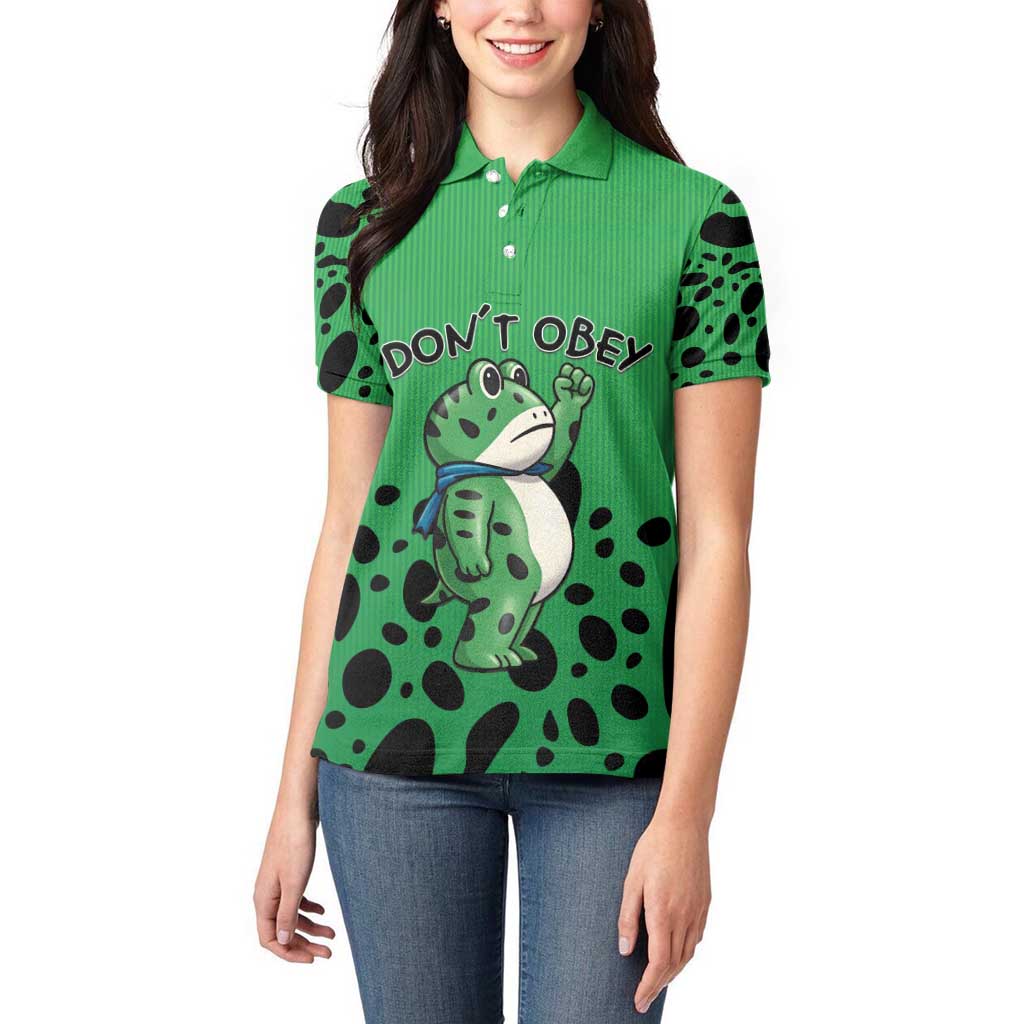 Don't Obey Portland Frog Protest Women Polo Shirt Anti-Fascism - Wonder Print Shop