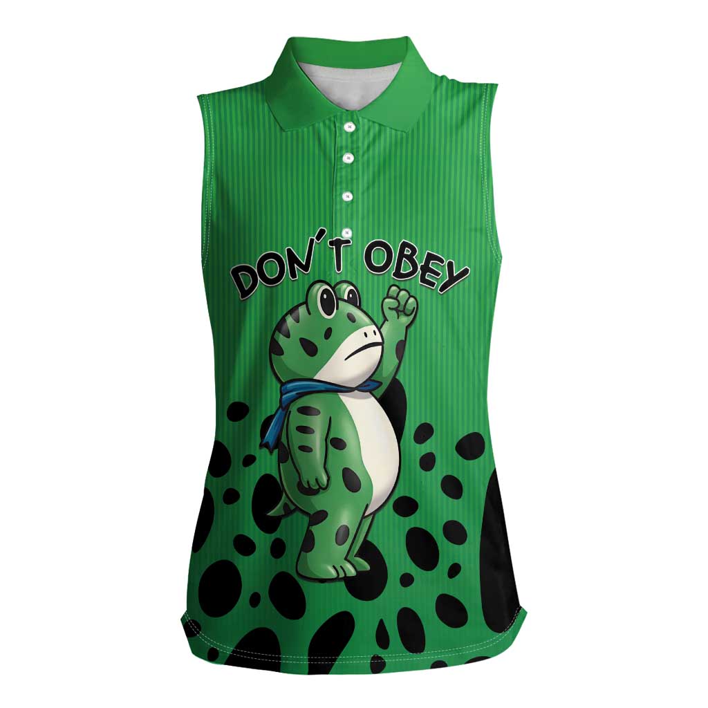 Don't Obey Portland Frog Protest Women Sleeveless Polo Shirt Anti-Fascism - Wonder Print Shop