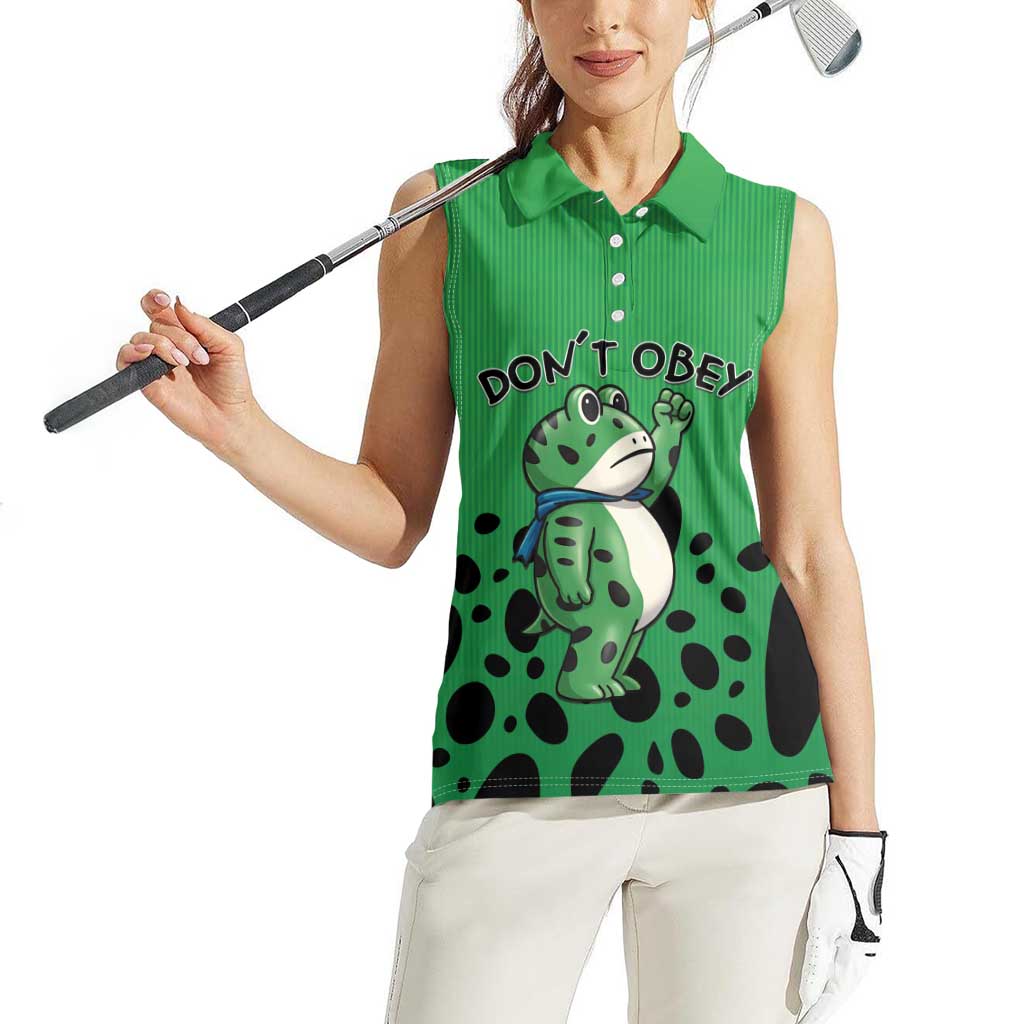 Don't Obey Portland Frog Protest Women Sleeveless Polo Shirt Anti-Fascism - Wonder Print Shop